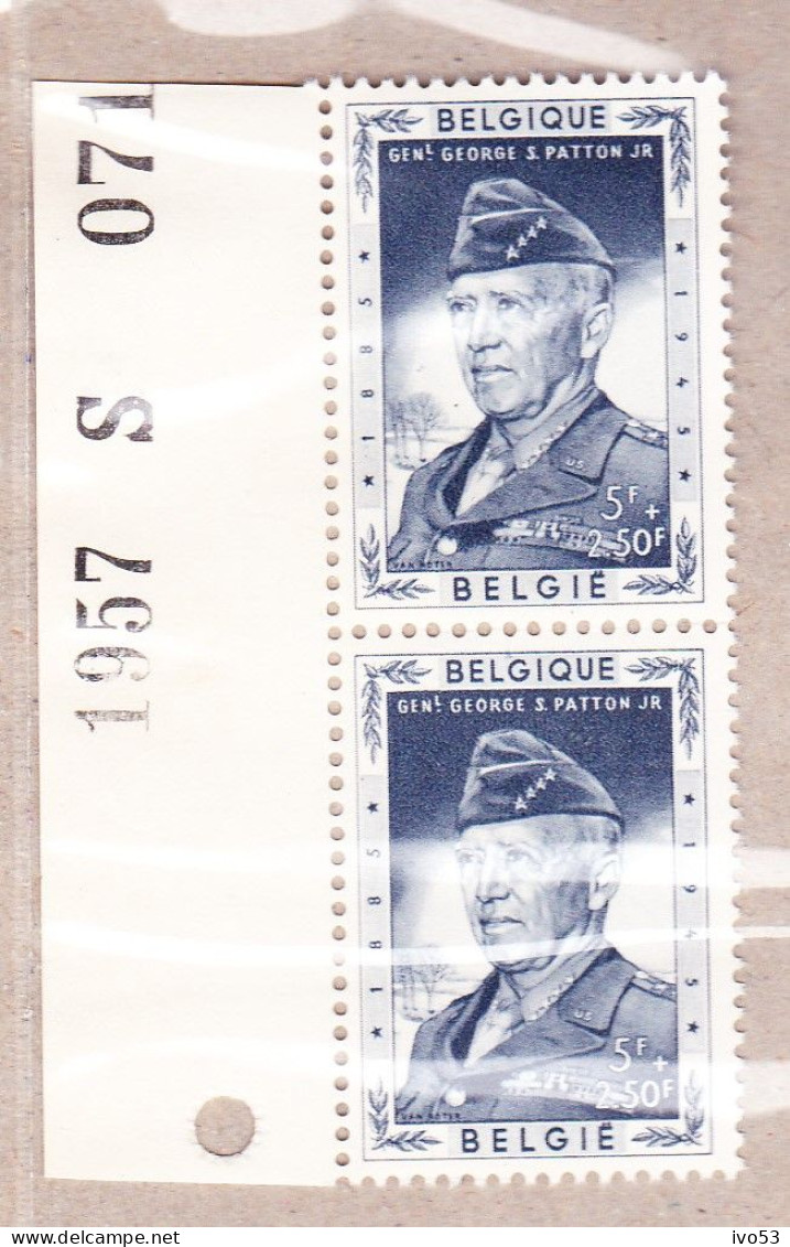 1957 Nr 1035** Zonder Scharnier,jaartal Op Bladrand,uit Reeks  Generaal Patton.OBP 18 Euro. - Coins Datés