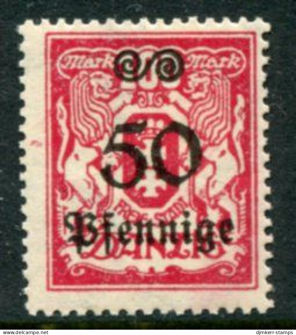 DANZIG 1923 Arms Definitive 50 Pf. On 100 Mk. MNH / **.  Michel 187 - Ungebraucht