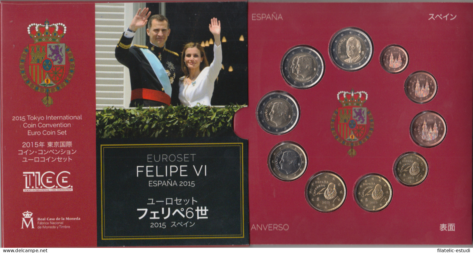 España Spain 2015 Cartera Oficial Euros + 2€ Conmemorativos Felipe VI + 2€ J C - Espagne