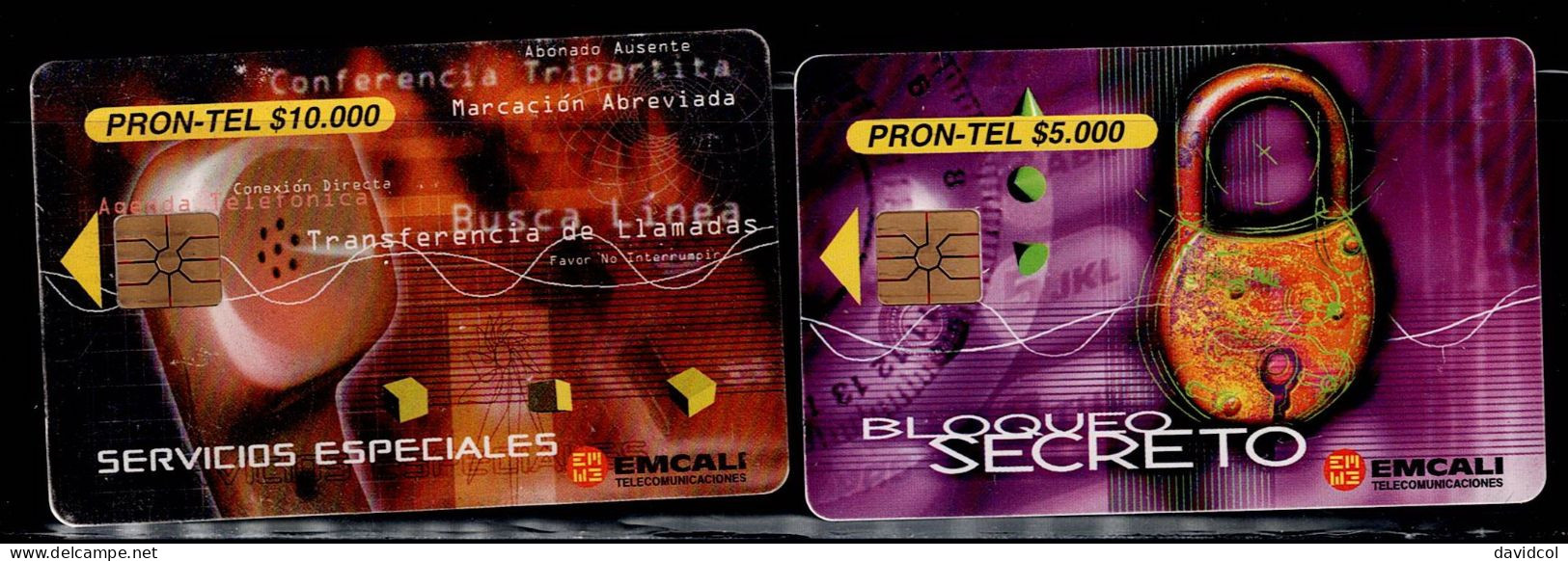 TT16-COLOMBIA PREPAID CHIP CARDS - 2004 - USED - PRON-TEL CALI CITY - $5.000 AND $10.000 - Colombie