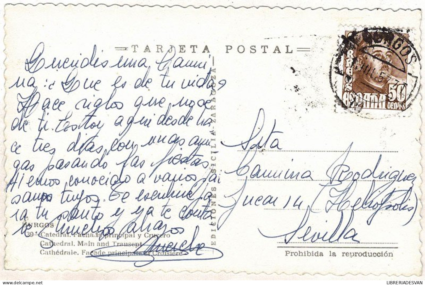 Postal Burgos. Catedral. Fachada Principal Y Crucero No. 39 - Other & Unclassified