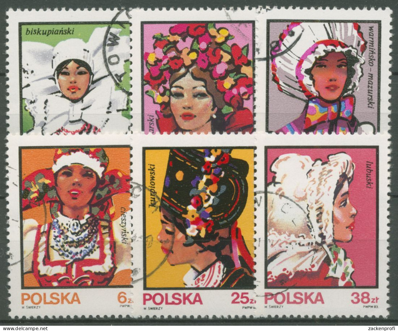 Polen 1983 Volkstrachten: Kopfbedeckungen 2891/96 Gestempelt - Usati