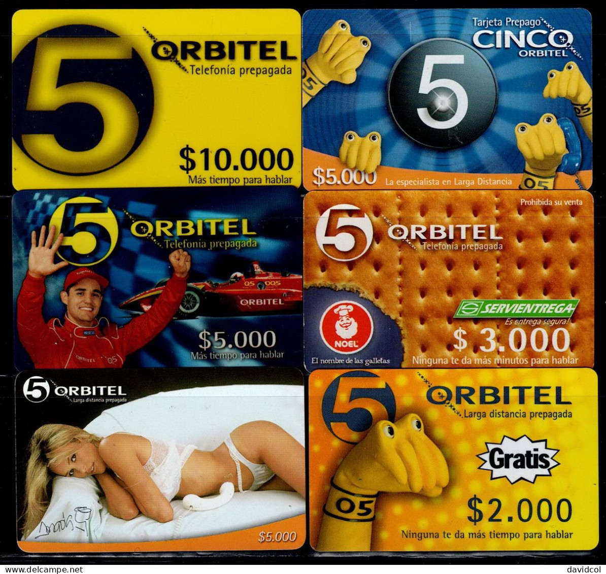 TT32-COLOMBIA PREPAID CARDS - 2003 - USED - ORBITEL - $2.000 - $3.000 - $5.000 - $10.000 - Colombie