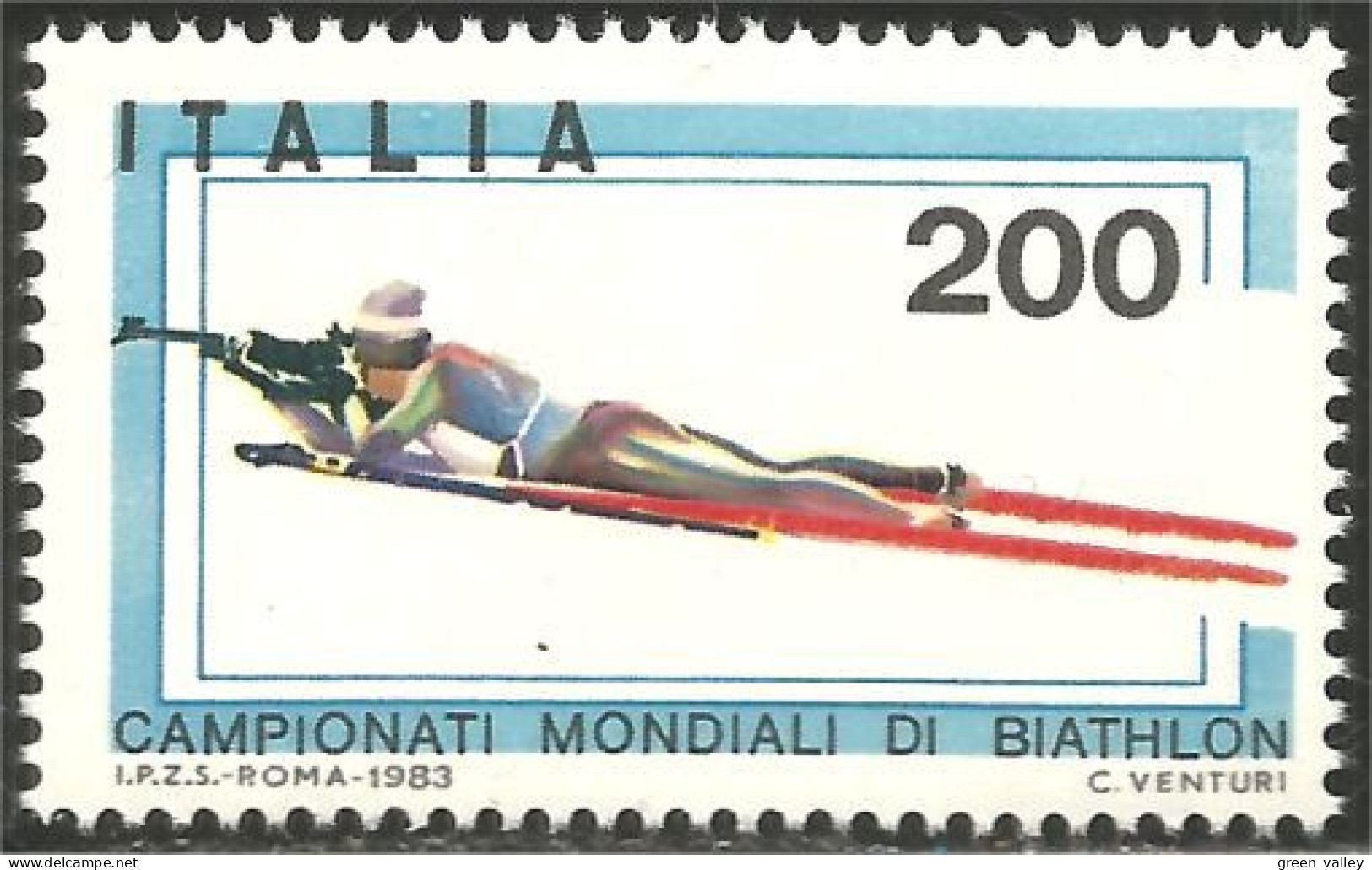 520 Italy Biathlon Tir Armes Shooting Ski MNH ** Neuf SC (ITA-199b) - Schieten (Wapens)