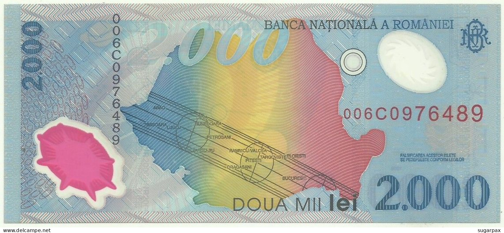 ROMANIA - 2.000 Lei - 1999 - Pick 111.a - Unc. - Série 006C - Total Solar ECLIPSE Commemorative POLYMER - 2000 - Roumanie