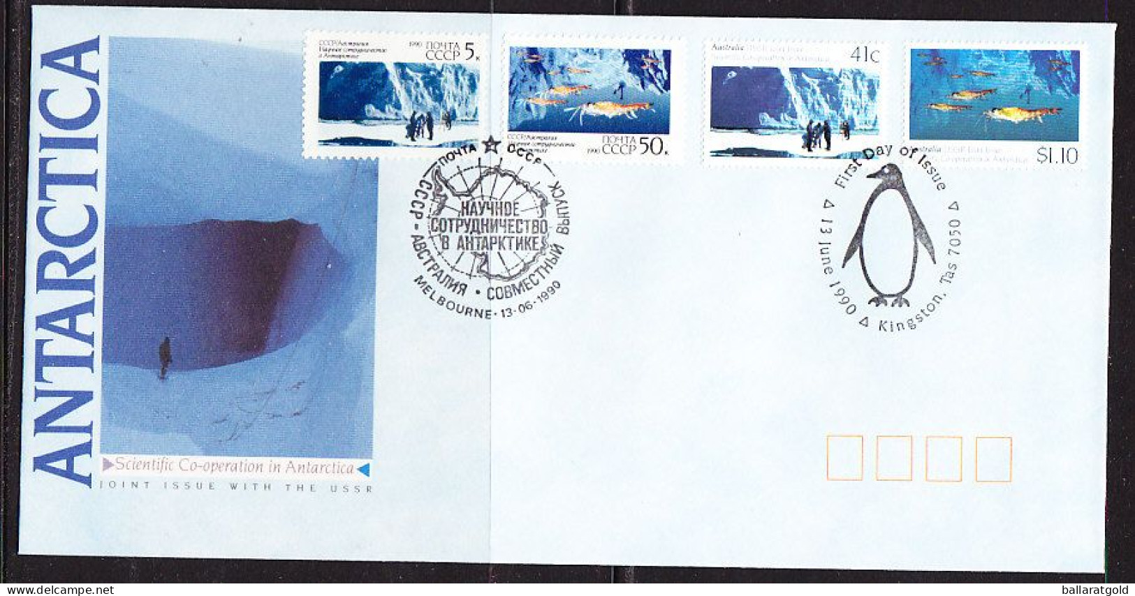 Australia 1990 AAT Co-op With USSR Both APM22330 First Day Cover - Brieven En Documenten