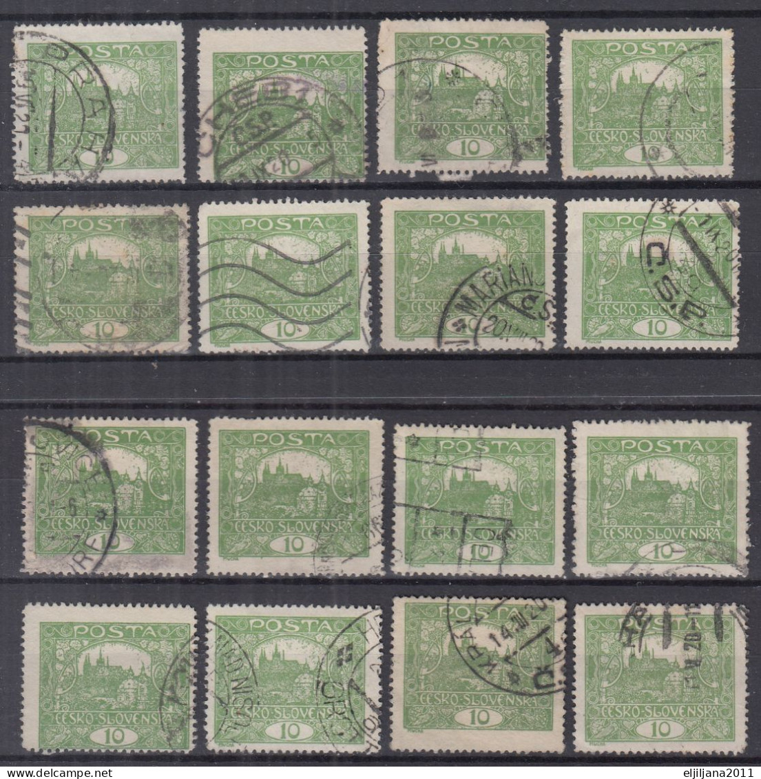 ⁕ Czechoslovakia 1919/20 ⁕ Hradcany 10 H. Mi.25 ⁕ 16v Used / Shades / Unchecked Perf. - Usados