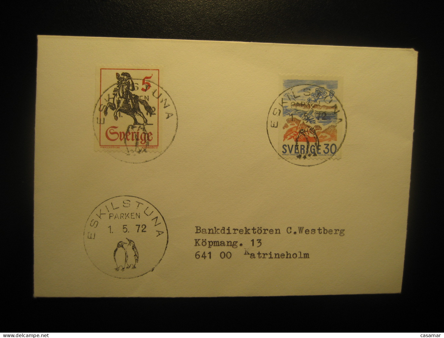 ESKILSTUNA 1972 To Katrineholm Penguin Penguins Parken Cancel Cover SWEDEN Arctic Arctique Arctics Pole Polar - Faune Arctique