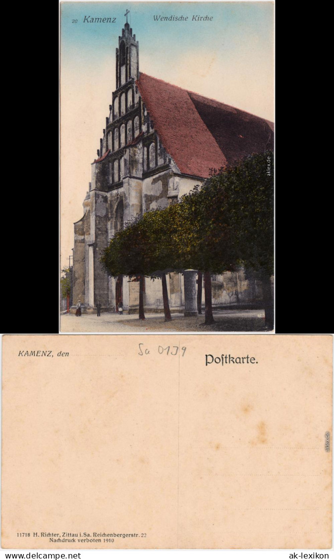 Ansichtskarte Kamenz Kamjenc Wendische Kirche 1910 - Kamenz