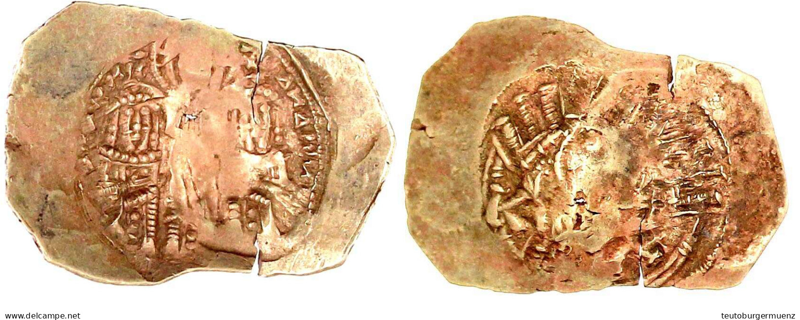 Hyperpyron 1295/1320, Constantinopel. Christus Krönt Beide Kaiser/Maria In Stadtmauer. 4,8 G. Konkaver, Fast Rechteckige - Byzantines