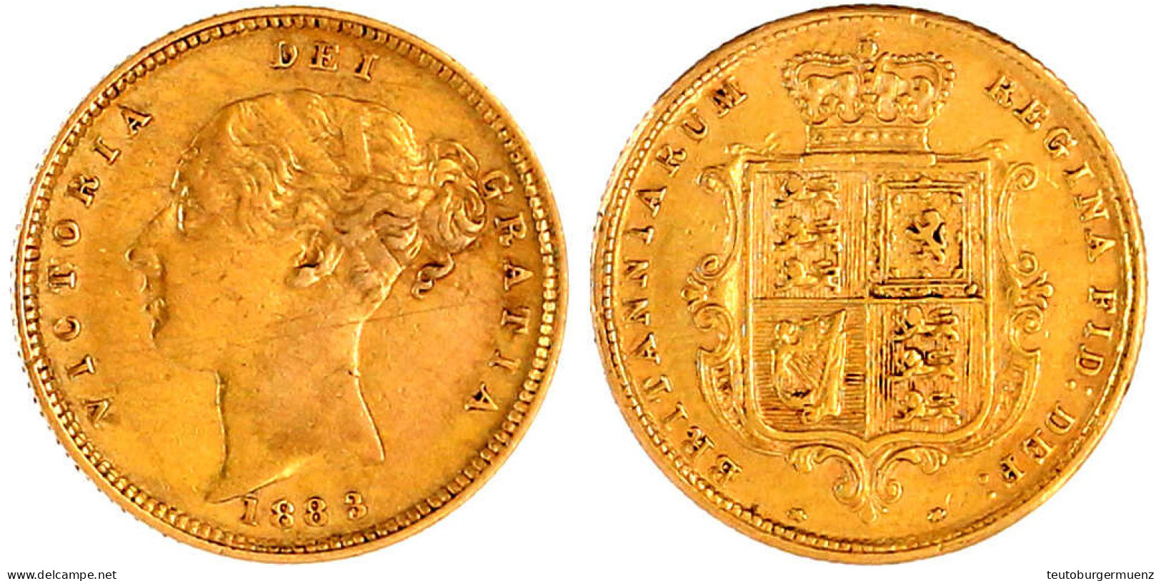 1/2 Sovereign 1883. 3,99 G. 917/1000. Sehr Schön/vorzüglich. Seaby 3861. - Autres & Non Classés