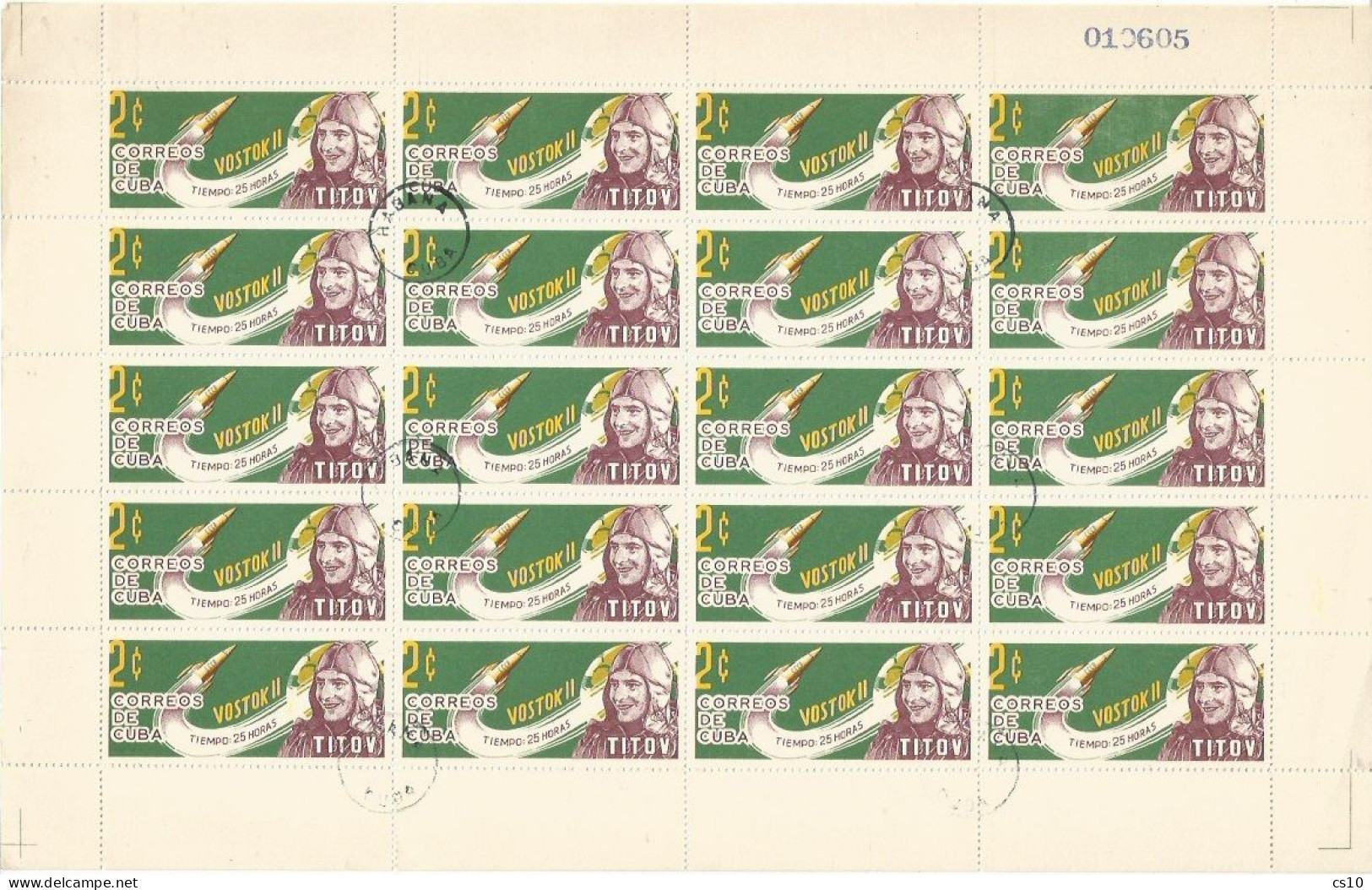 Cuba USSR Space Conquest Vostok Missions PART Set 3v In 3 Cpl Sheets Of 20pcs In CTO Condition - NON FOLDED - América Del Norte