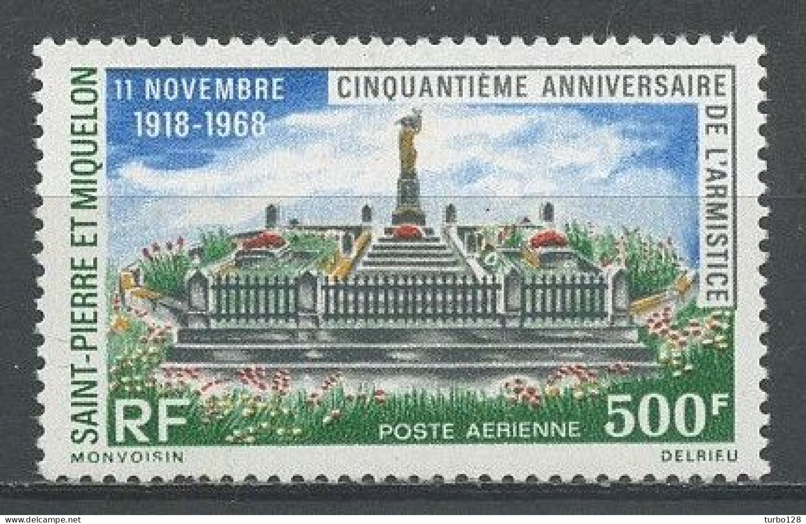 SPM MIQUELON 1968 PA N° 42 ** Neuf MNH  TTB C 30.50 € Armistice Monument Aux Morts - Unused Stamps