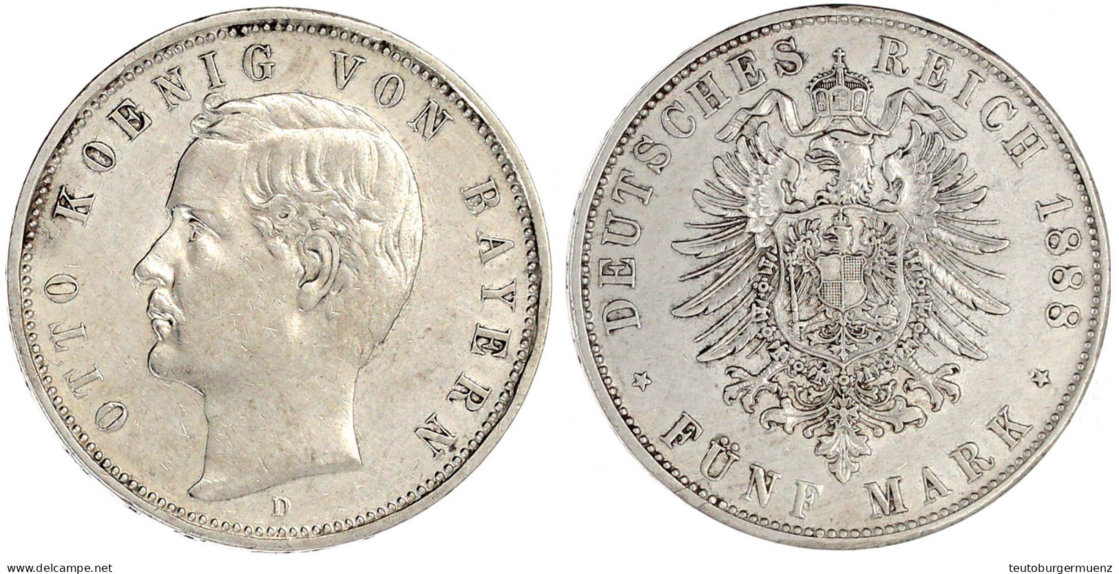 5 Mark 1888 D. Vorzüglich. Jaeger 44. - Sonstige & Ohne Zuordnung