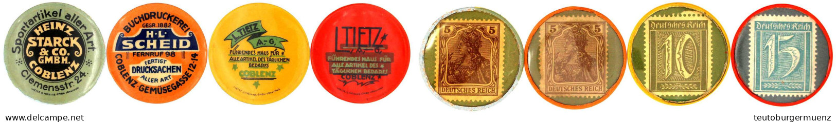 4 Stück: 2 X 5 Pf. O.J. Buchdruckerei H L SCHEID Und Heinz Stack &amp; Co. Gmbh. Und 2 Versch. 10 U. 15 Pf. O.J. L. Tiet - Sonstige & Ohne Zuordnung