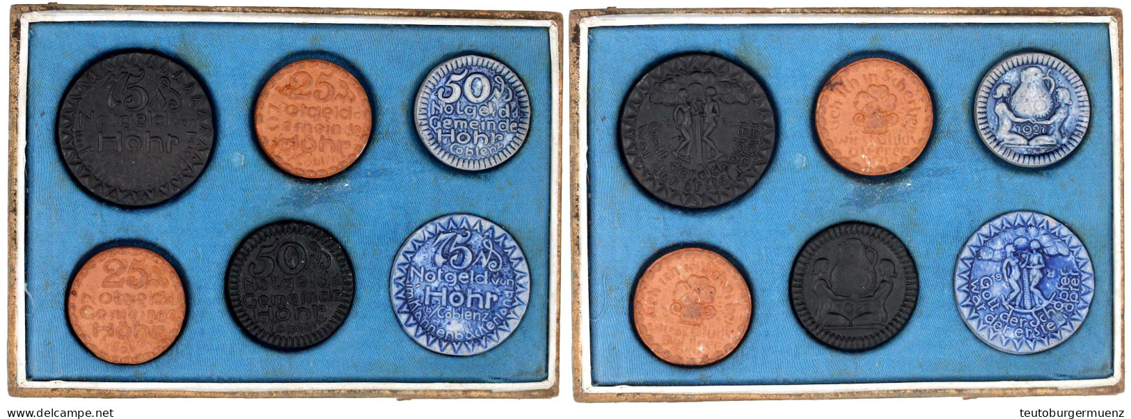 6 Verschiedene In Blau, Schwarz Und Braun Zu 2 X 25, 2 X 50 Und 2 X 75 Pf. 1921. In Originalschachtel. Vorzüglich - Sammlungen