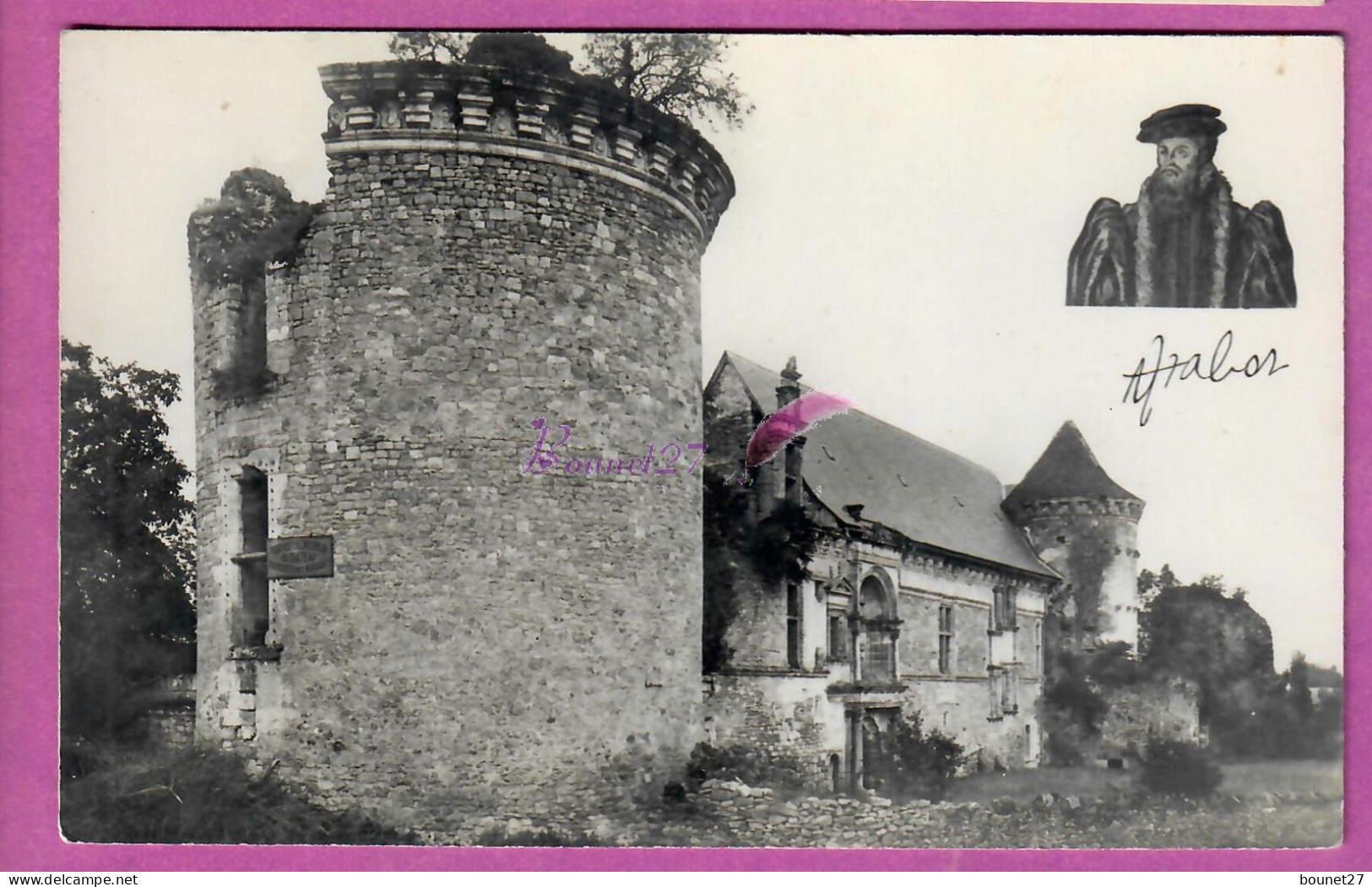 CPSM - ASSIER 46 - Le Château Portrait Et Signature De Galliot De Genouillac  - Assier