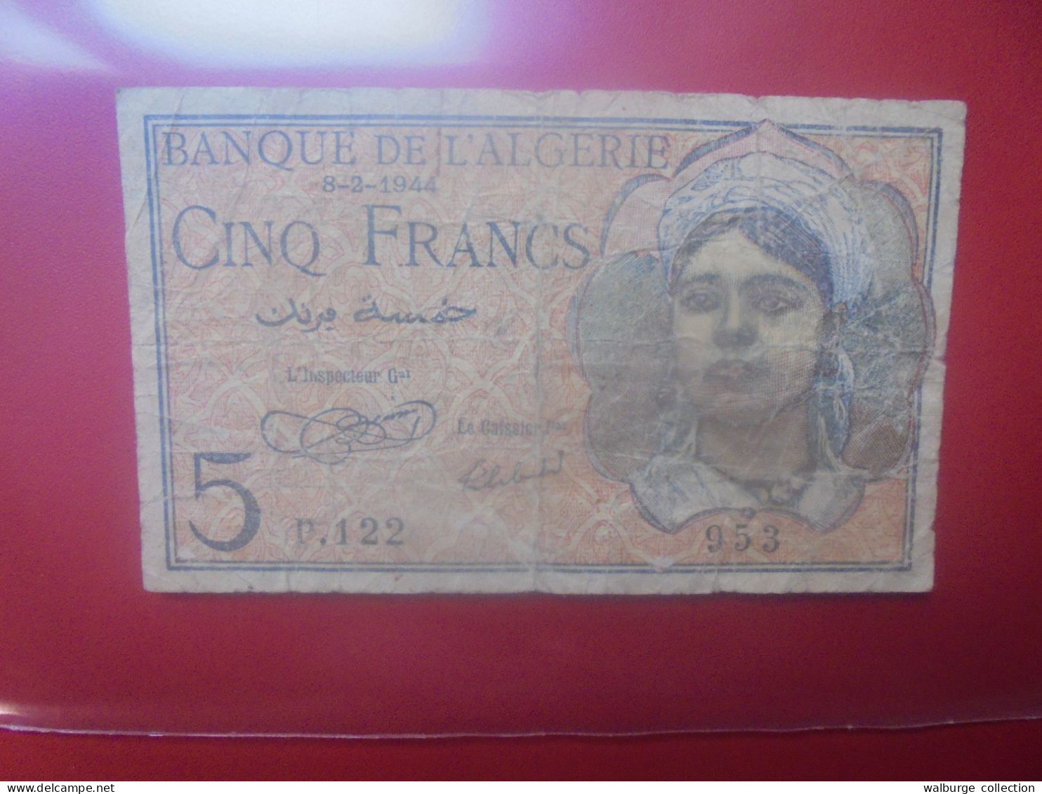 ALGERIE 5 Francs 8-2-1944 Circuler (B.33) - Algerije