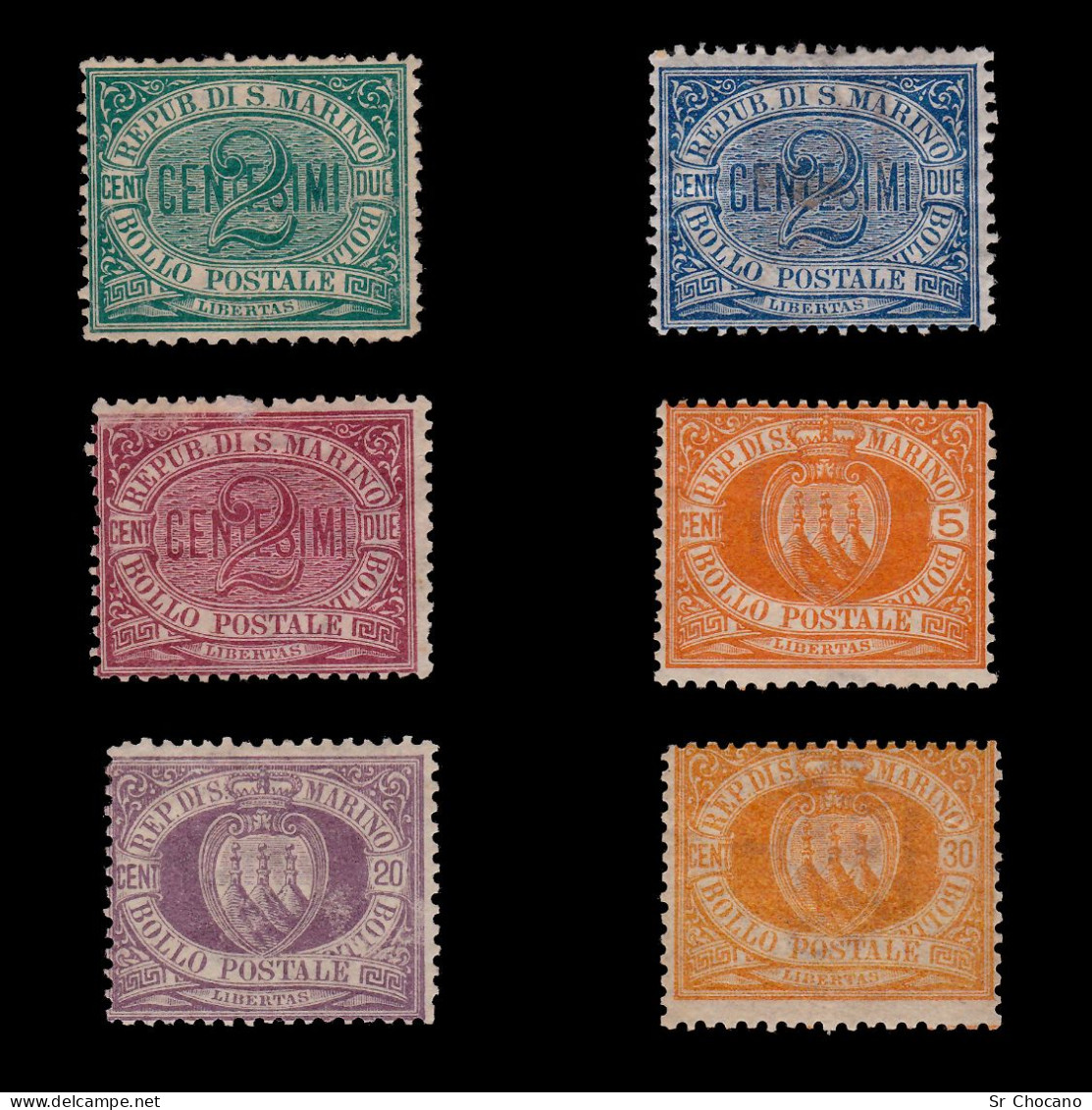 SAN MARINO STAMPS.1877-99.SET 6.MH-MNG - Nuovi