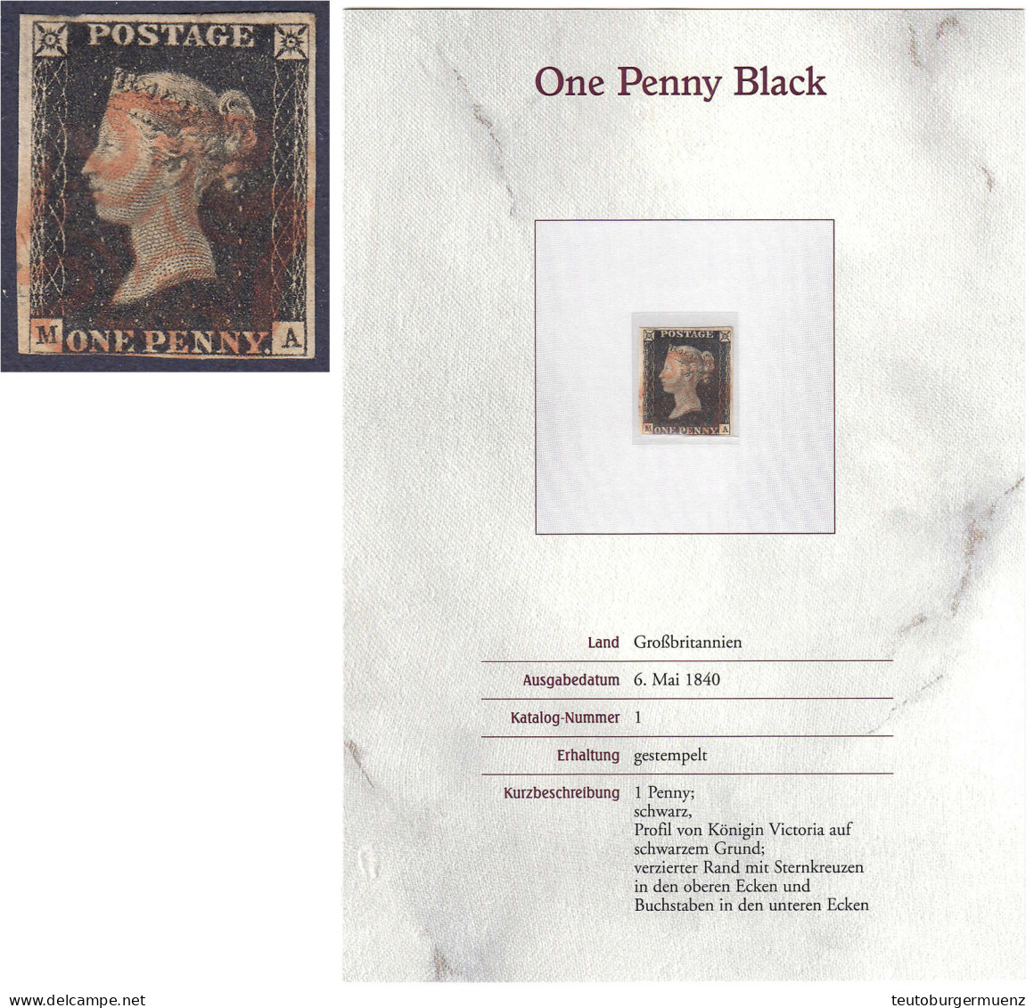 1 P. One Penny Black 1840, Sauber Gestempelt. Mi. 250,-€ Michel 1b. - Altri & Non Classificati