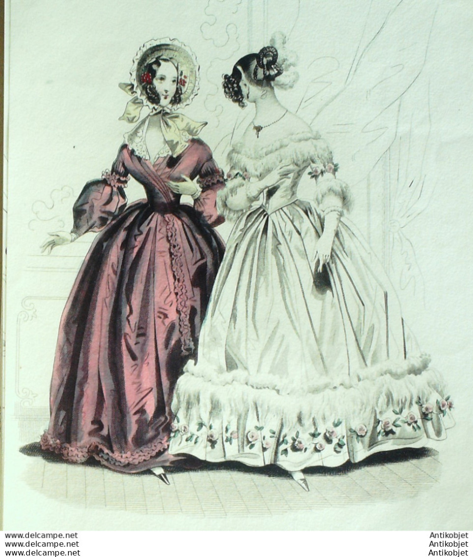 Gravure De Mode Costume Parisien 1838 N°3595 Redingote En Gros De Naples  - Eaux-fortes