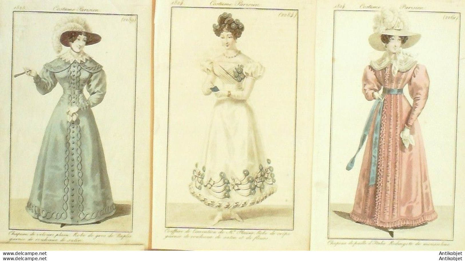 Gravures De Mode Costume Parisien 1824 à 1825 Lot 14 9 Pièces - Eaux-fortes