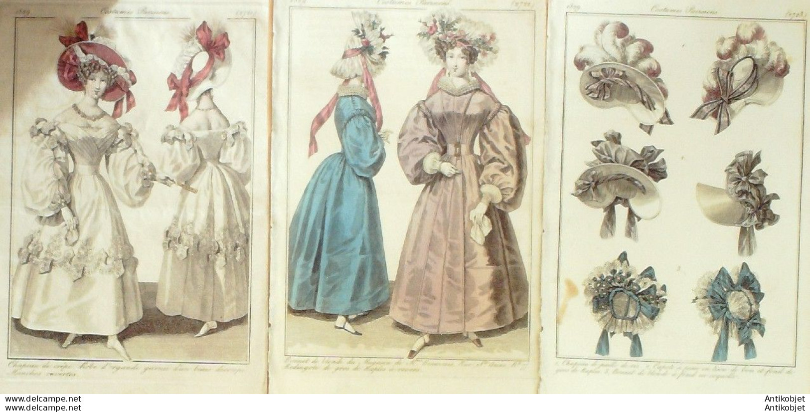 Gravures De Mode Costume Parisien 1829 Lot 30 9 Pièces - Etchings