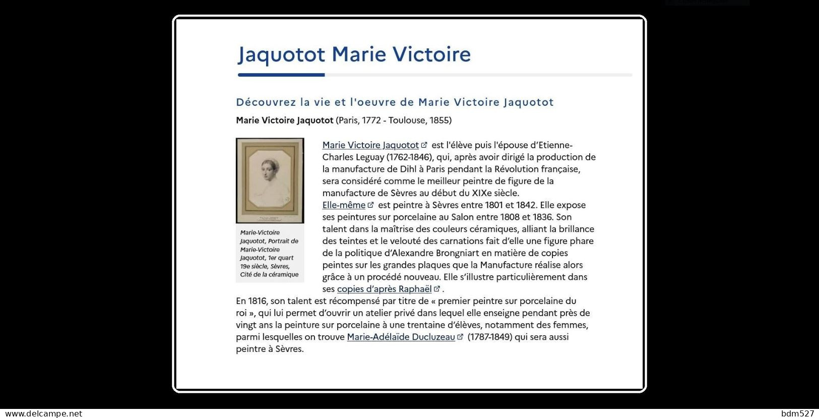 Marie Victoire Jaquotot (1772-1855), Très Belle Lettre à Antoine Claude Pannetier (1772-1859). - Maler Und Bildhauer