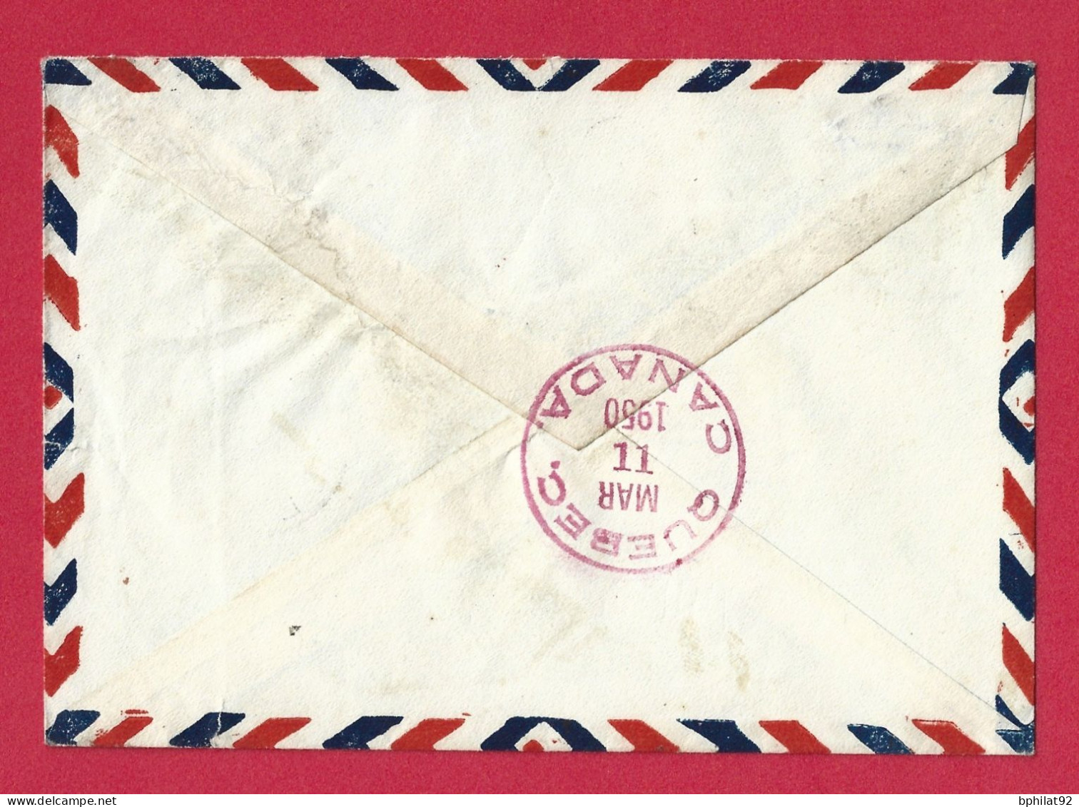 !!! INDOCHINE, LETTRE FM PAR AVION BPM 421 POUR LE CANADA DE 1950, CACHET D'ARRIVÉE AU VERSO - War Of Indo-China / Vietnam