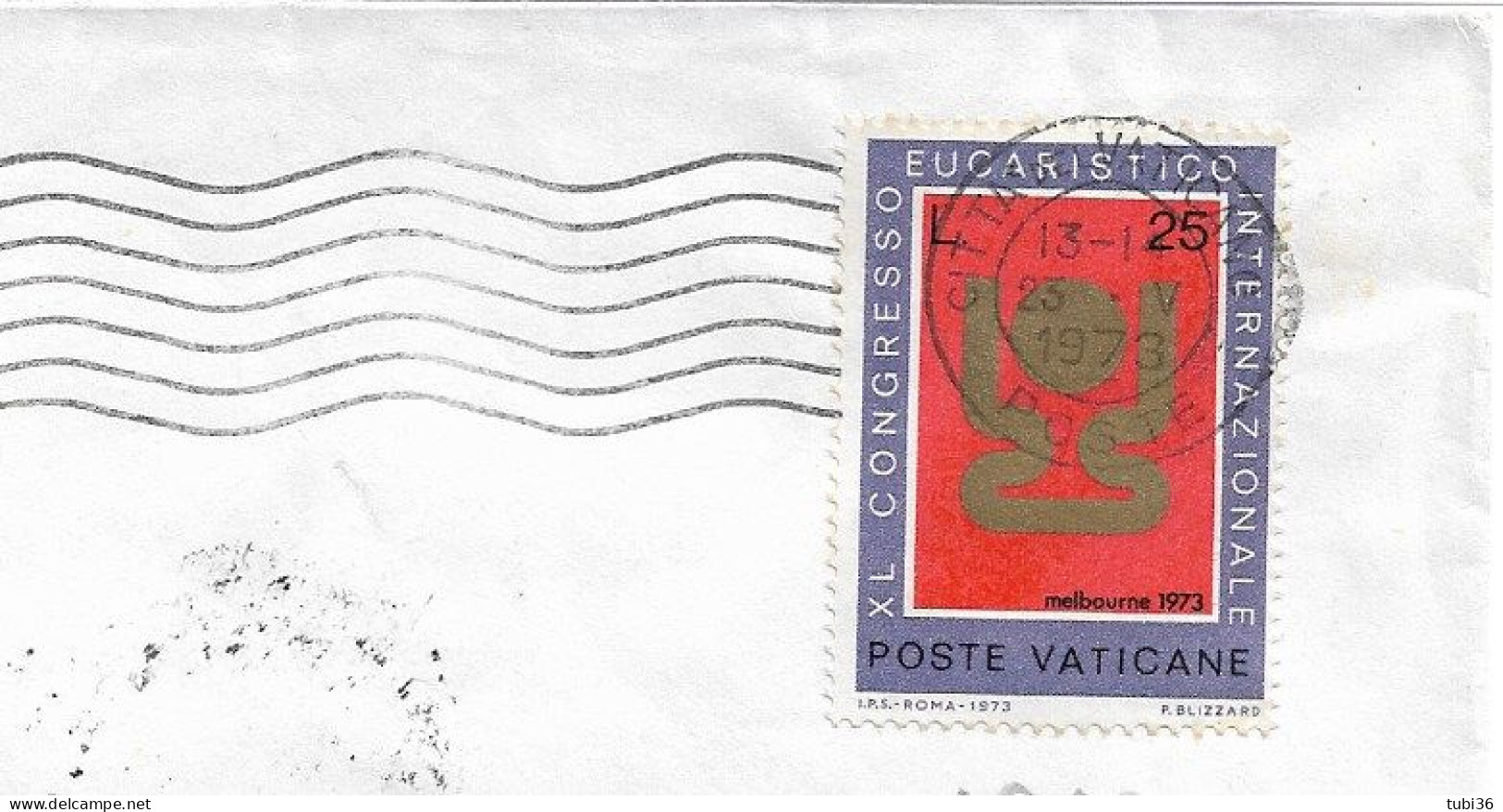 40º Congresso Eucaristico Internazionale 1973 -25 L. - Emblema - ISOLATO IN TARIFFA STAMPE-1973-SU BUSTA  VIAGGIATA - Cartas & Documentos