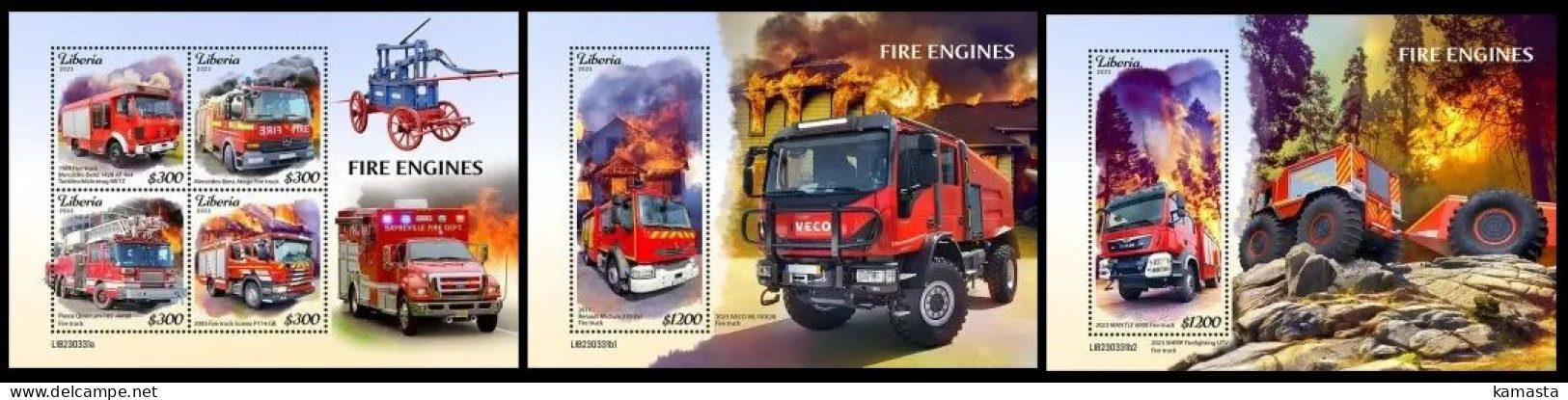 Liberia 2023 Fire Engines. (331) OFFICIAL ISSUE - LKW