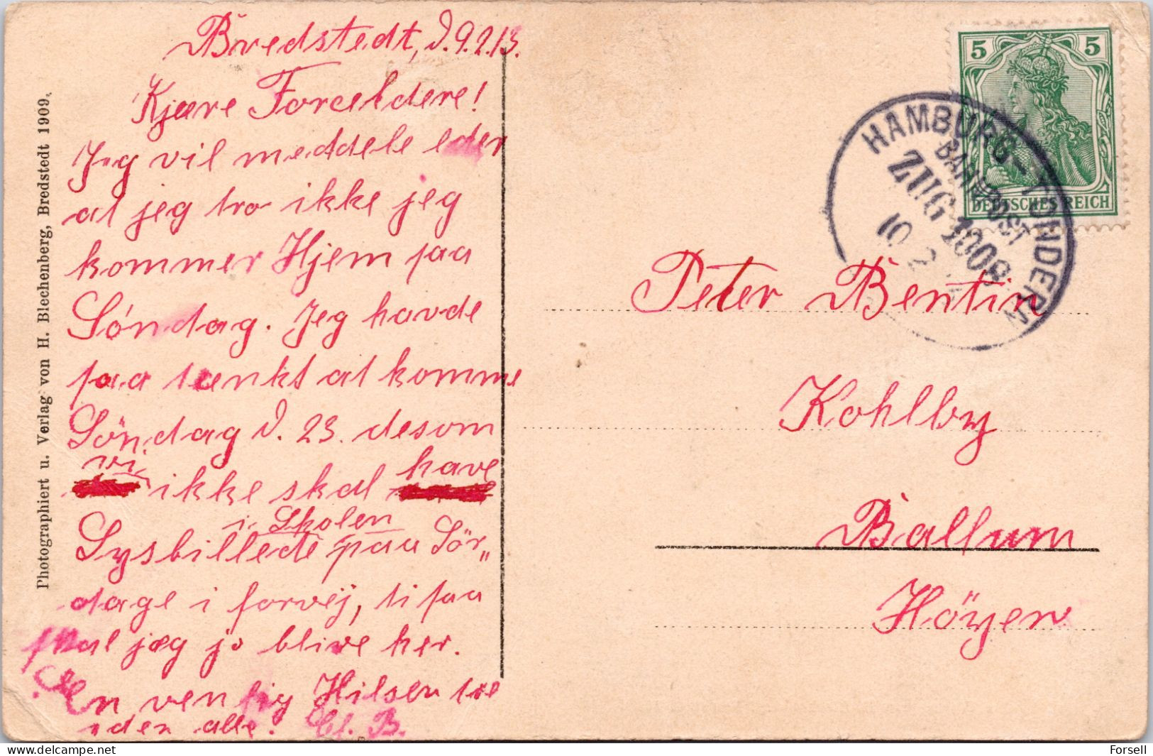 Hamburger Hallig (Bahnpost Stempel: Hamburg-Tondern 1913) - Halligen