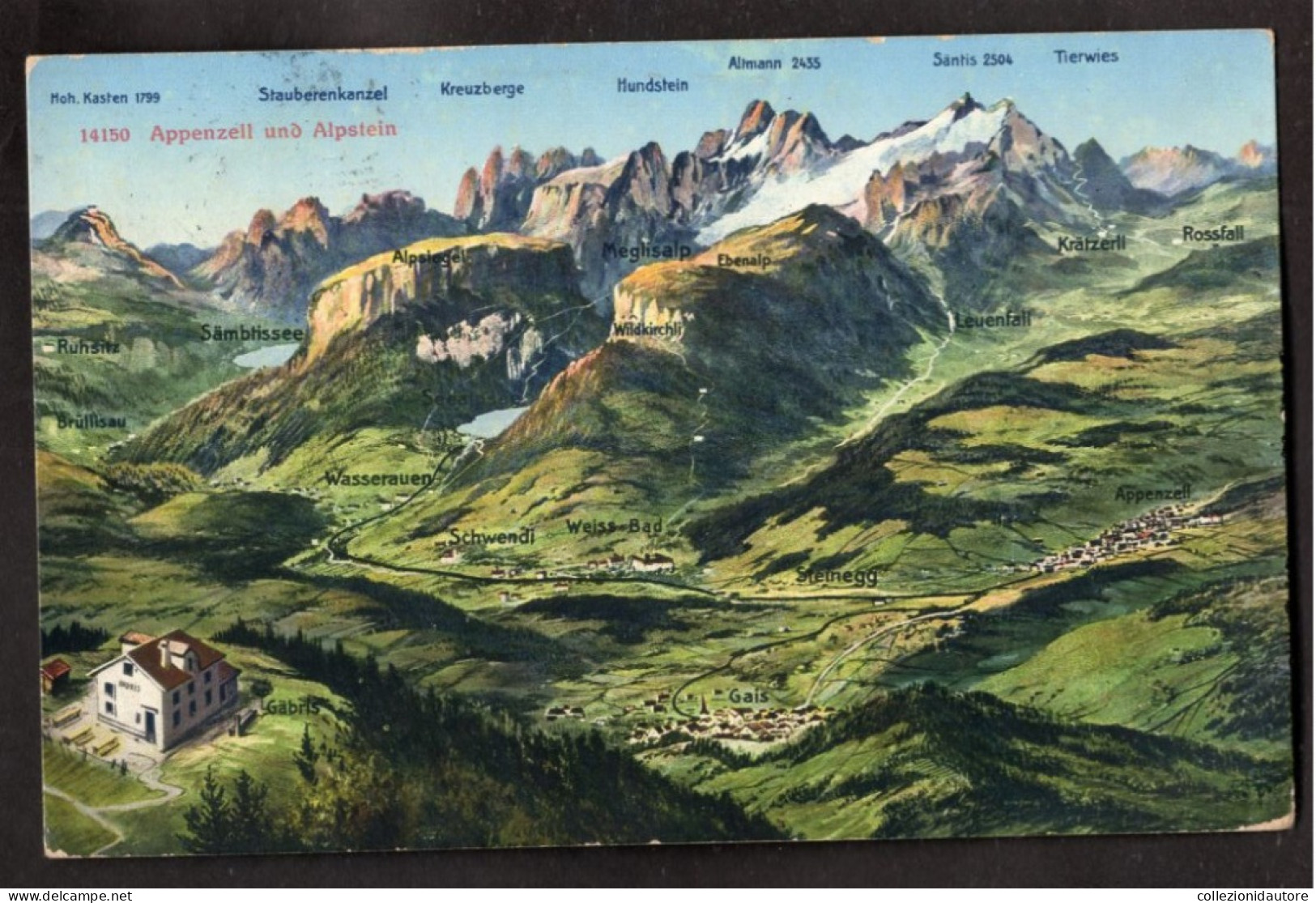 SWITZERLAND - APPENZELL UND ALPSTEIN - CARTOLINA FP SPEDITA IL 24.08.1915 TIMBRO DI ZELG BEI WOLFHALDEN - Appenzell