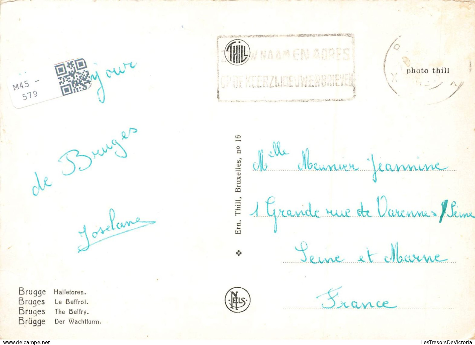 BELGIQUE - Bruges - Le Befroi - Halletoren - Carte Postale - Brugge