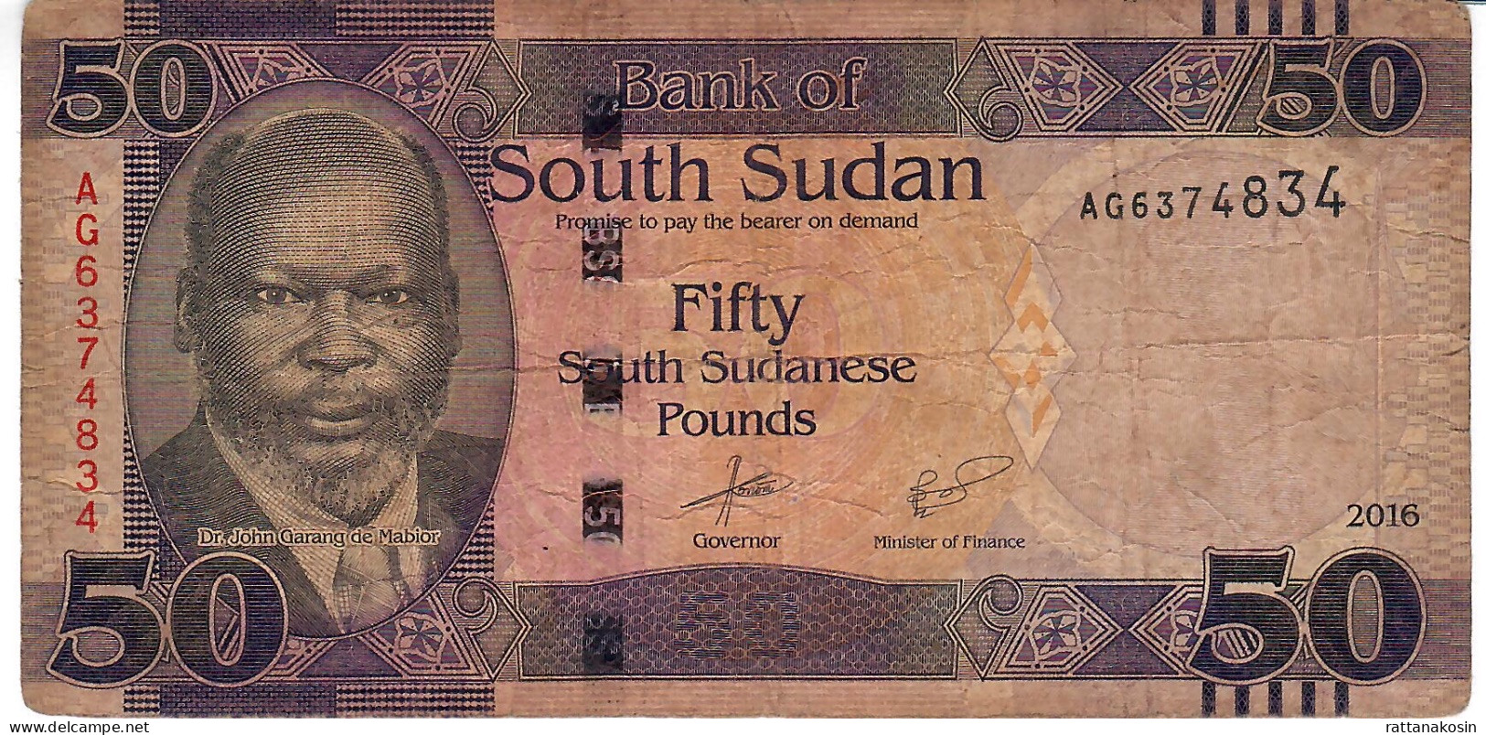 SOUTH SUDAN P16b 50 POUNDS 2016 #AG      RARE DATE   FINE  NO P.h. - Soudan Du Sud