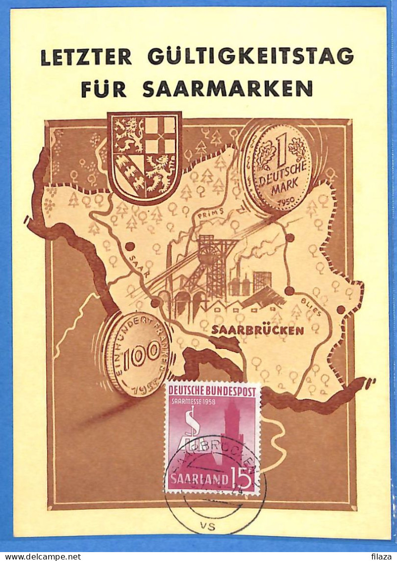 Saar - 1959 - Carte Postale FDC De Saarbrücken - G30649 - Briefe U. Dokumente