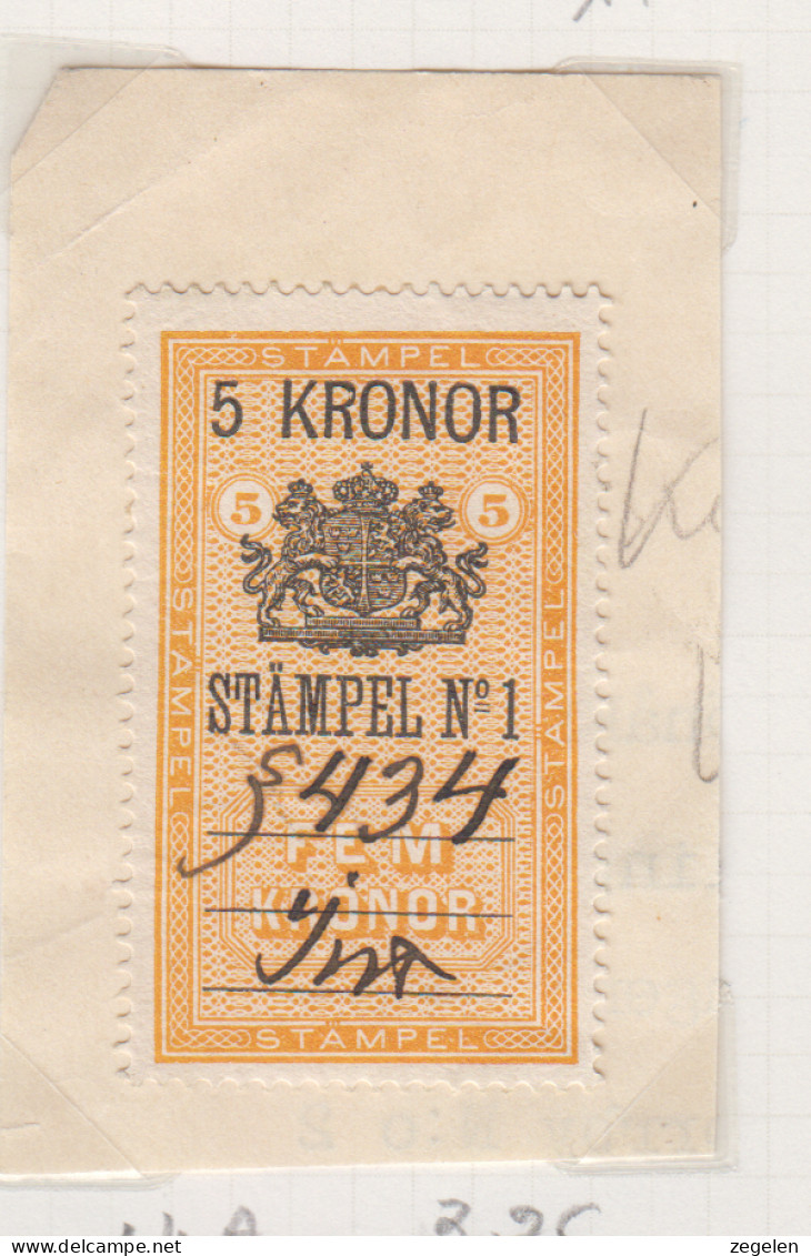 Zweden Fiskale Zegel Cat. Barefoot : Staempel (Adjustments) 14A Op Fragment - Revenue Stamps