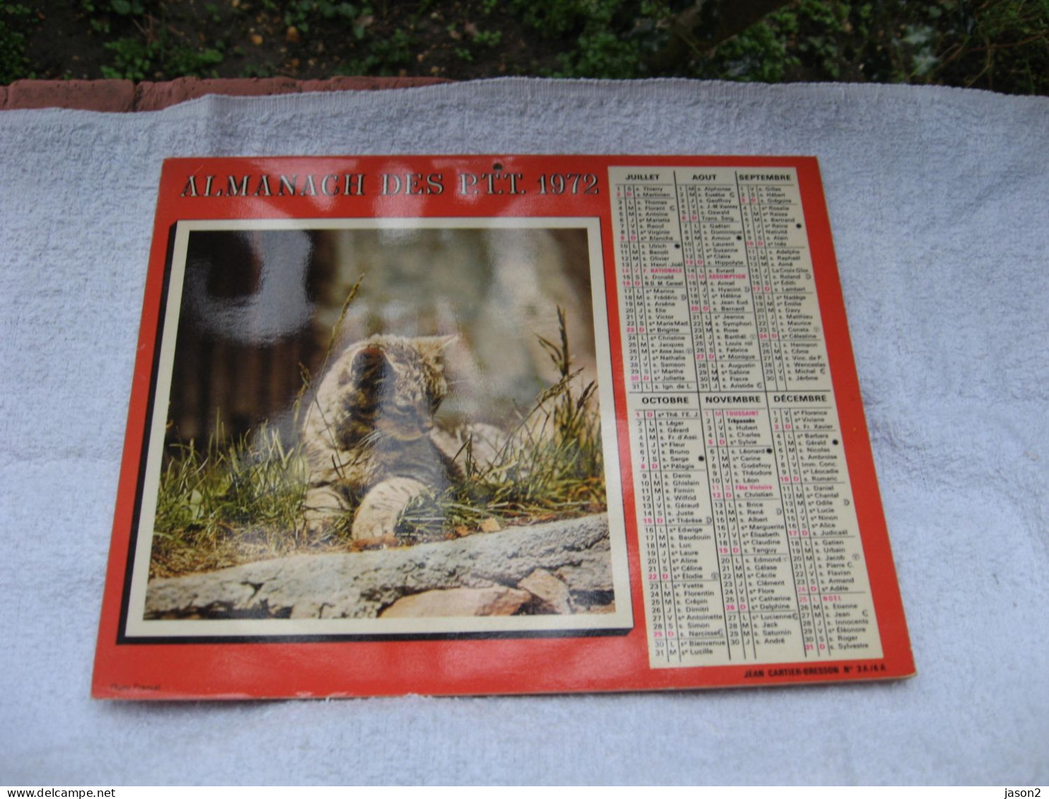 Almanach Des Ptt , Calendrier 1972 , Chat. CHIOT BERGER ( Region Parisienne) - Big : 1961-70