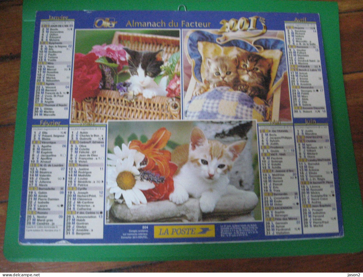 Almanach Du Facteur, Calendrier 2001, , Chats.chiens ( Nantes St Nazaire Etc) - Grand Format : 2001-...