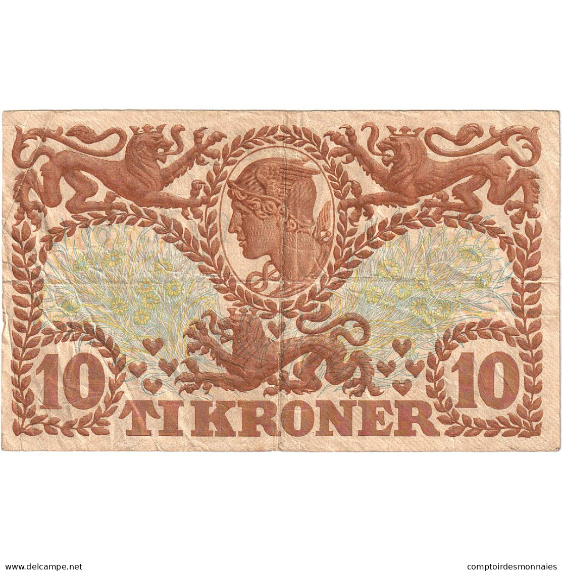 Billet, Danemark, 10 Kroner, 1937, KM:31a, TTB