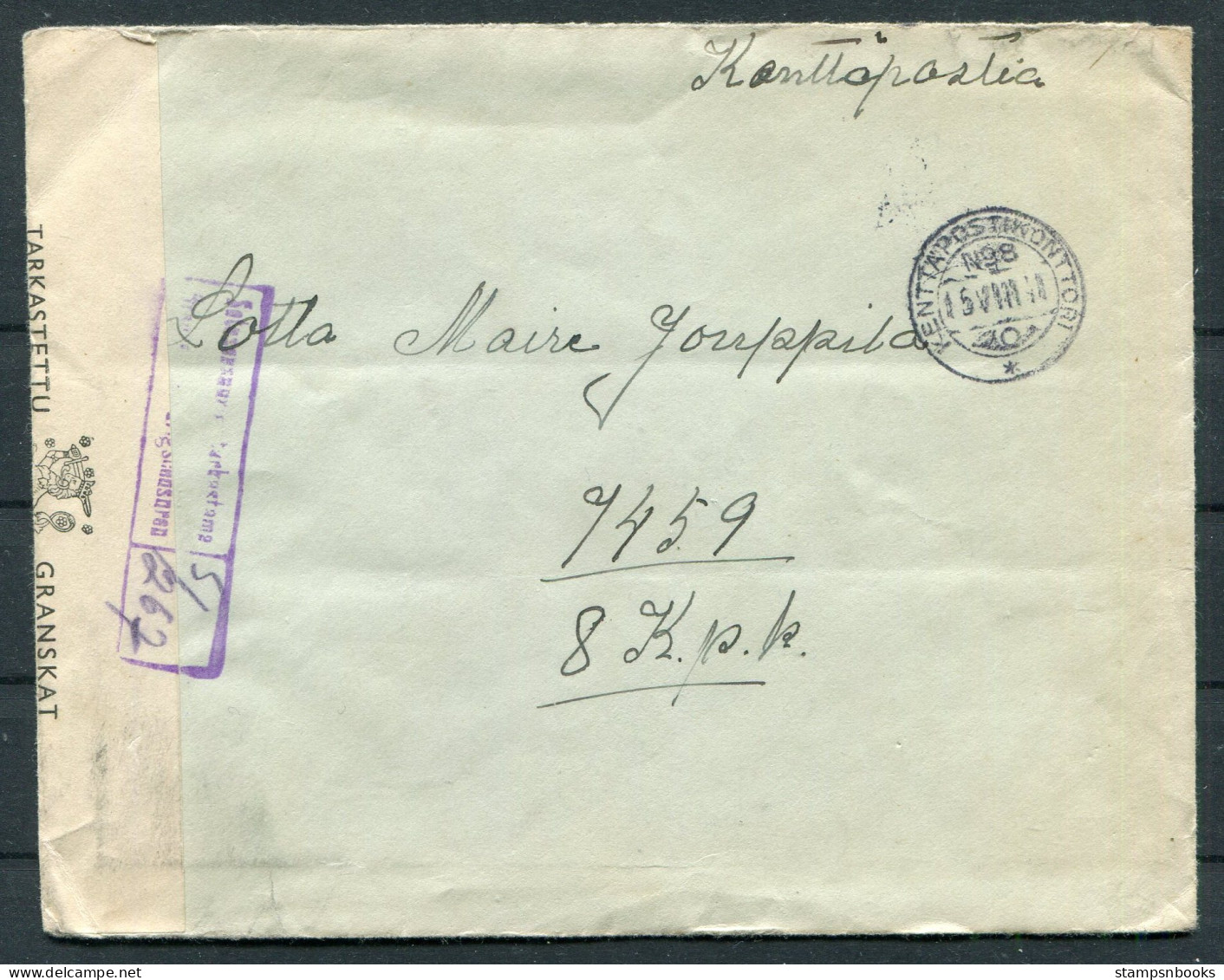 Finland Kenttapostia Fieldpost Censor Cover - Briefe U. Dokumente