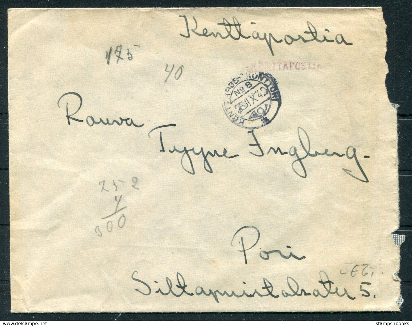 1942 Finland Kenttapostia Fieldpost Cover  - Covers & Documents