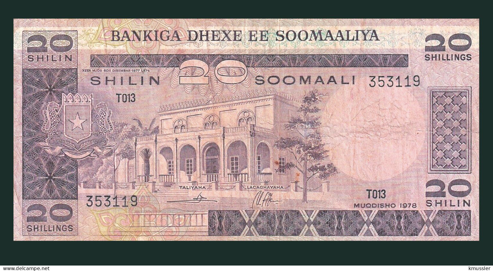# # # Banknote Aus Somalia 20 Shillings 1978 (P-23)  # # # - Somalie