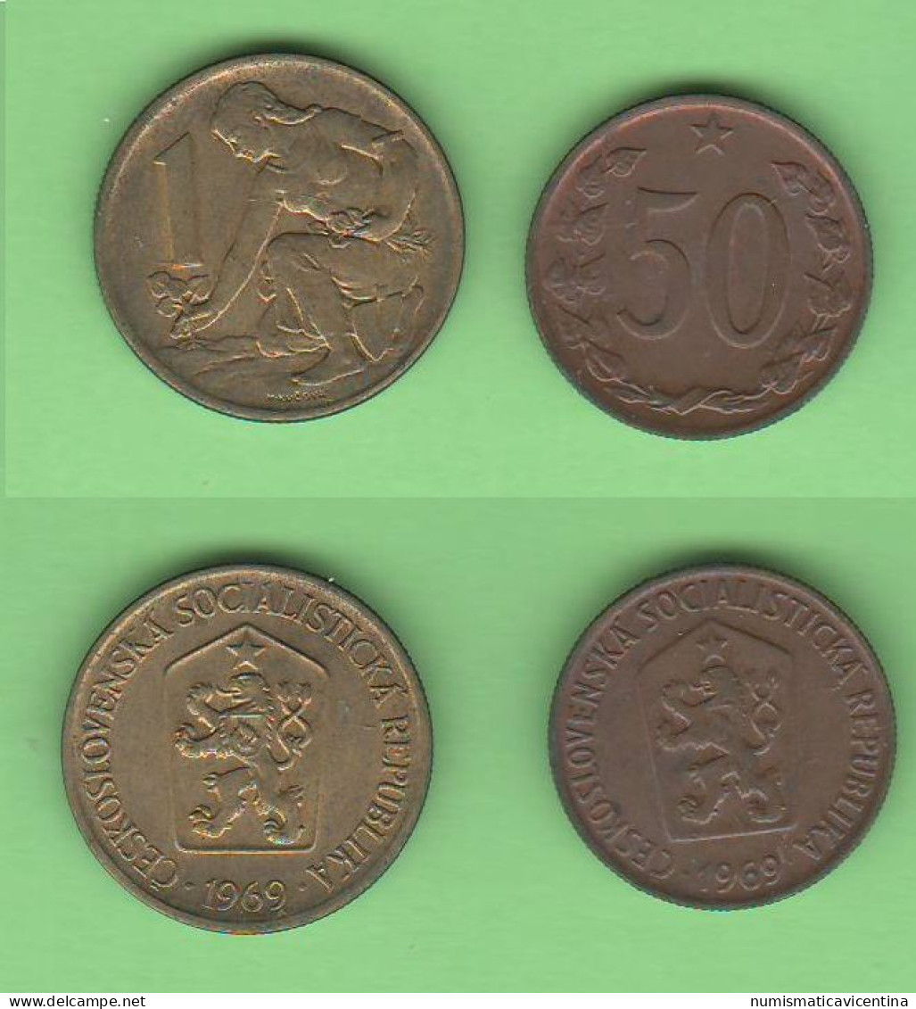 Cecoslovacchia 50 Heller + 1 Korun 1969 Tchécoslovaquie Czechoslovakia - Tsjechoslowakije