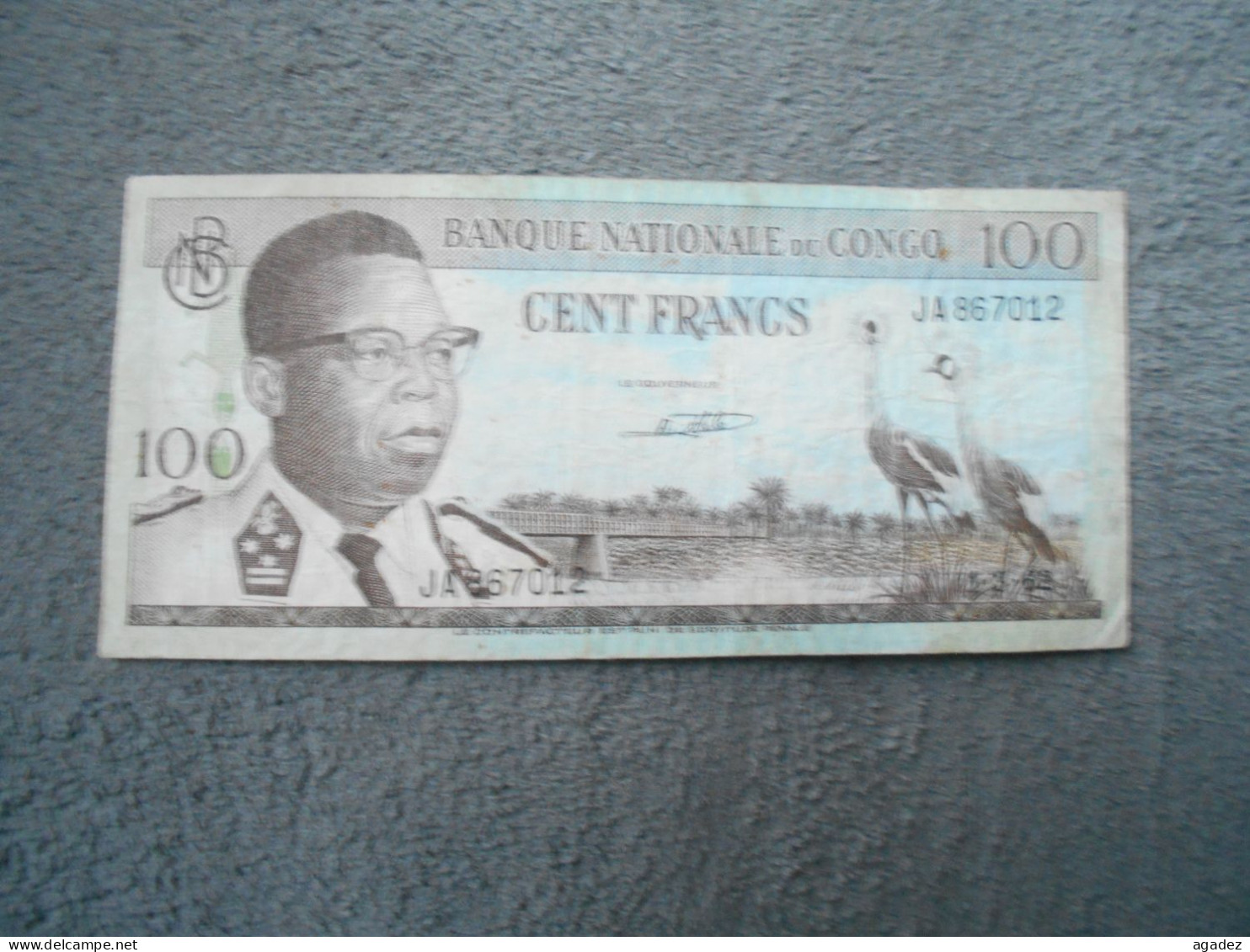 Ancien Billet De Banque Congo Belge 1962 Cent Francs - Autres & Non Classés