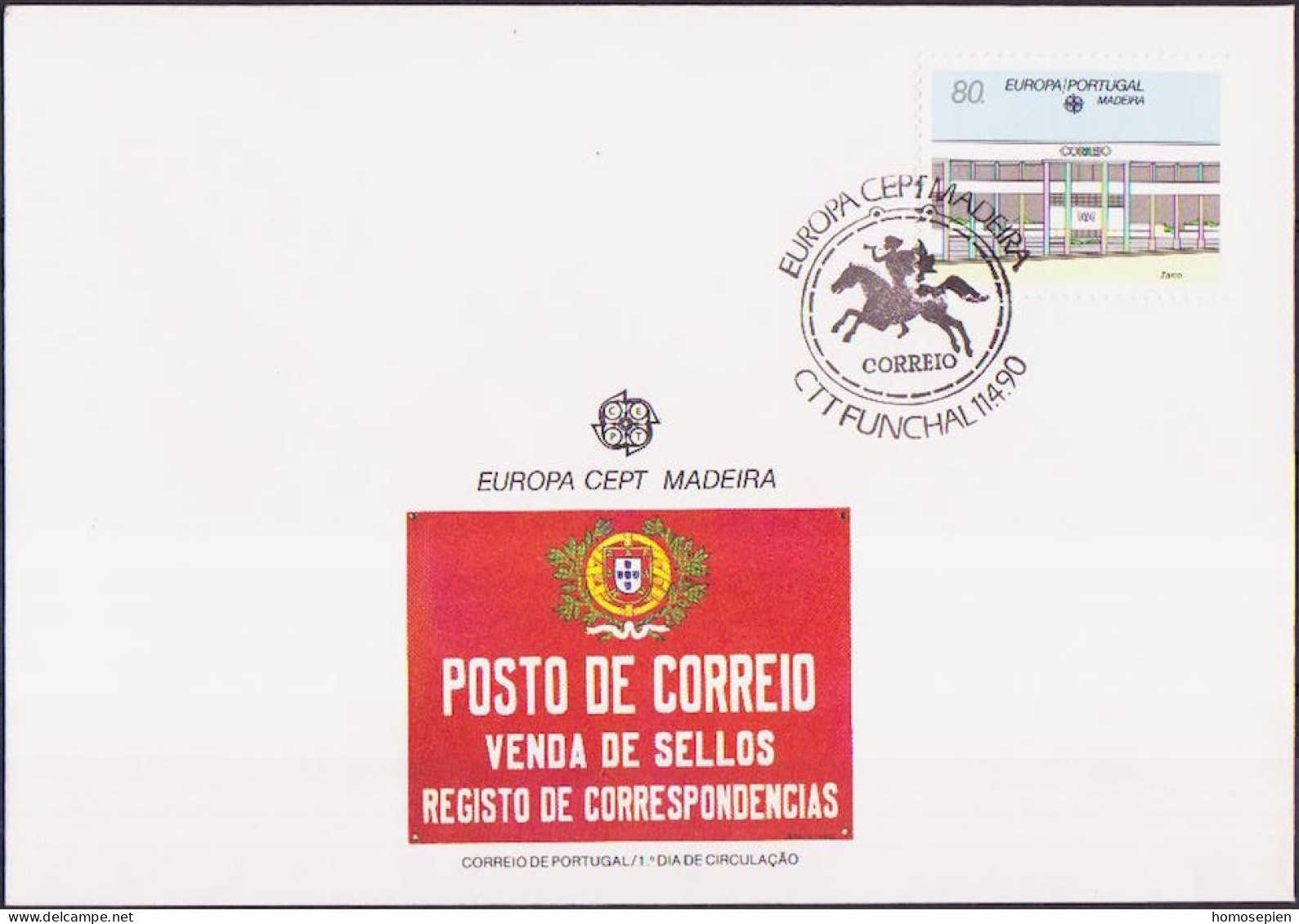 Europa CEPT 1990 Madère - Madeira - Portugal FDC Y&T N°140 - Michel N°133 - 80e EUROPA - 1990