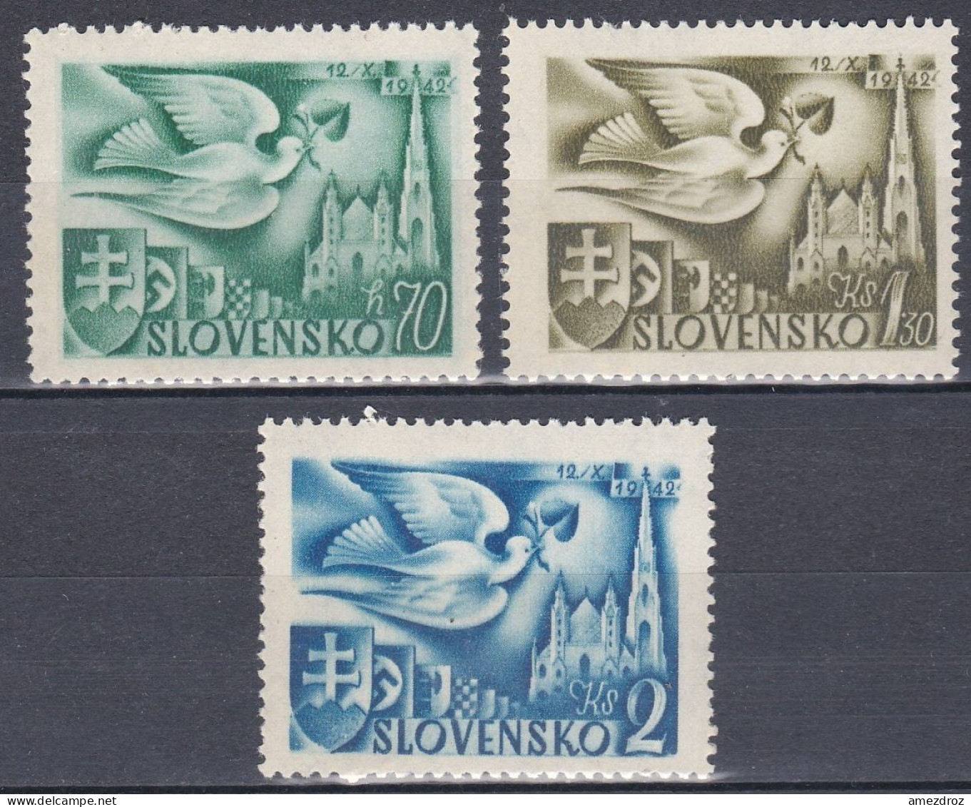 Slovaquie 1942 * - Congrès Postal Européen - Colombe De La Paix Et Cathédrale Saint-Étienne (A4) - Unused Stamps