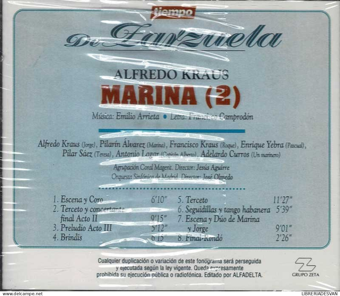 Alfredo Kraus - Tiempo De Zarzuela 4. Marina (2). CD - Classique