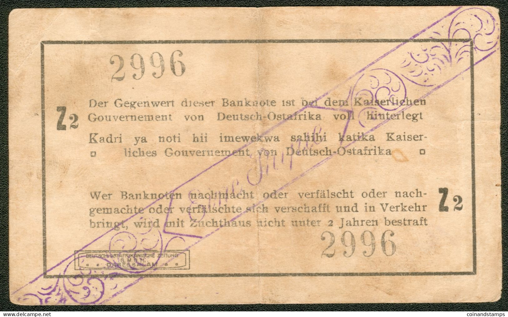 German East Africa 1 Rupie 1916 Rosenberg Nr.928t RARITÄT, III- - Deutsch-Ostafrikanische Bank