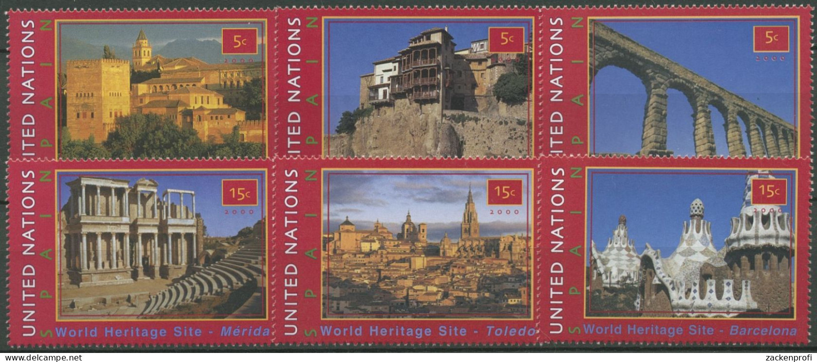 UNO New York 2000 UNESCO Spanien Bauwerke 848/53 Postfrisch - Nuovi